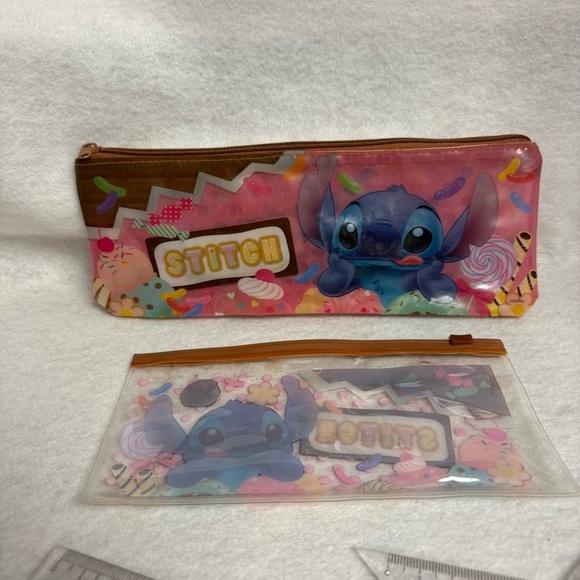 STITCH 4 RULER SET with 2 Plastic Pouches Dessert Print Disney Japan - Picture 3 of 12